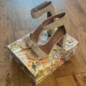 Jeffrey Campbell Nude jeweled with Chunky Heel and Ankle Strap